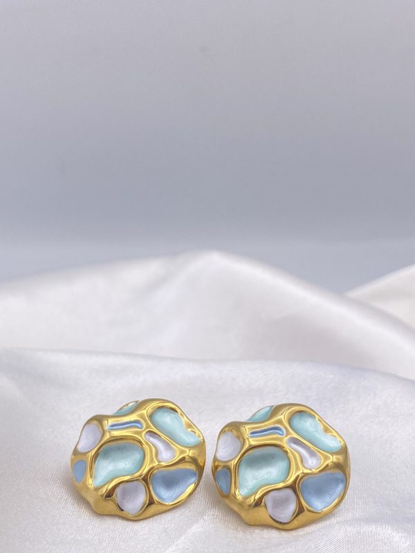 Boucle d'oreille cercle bleu